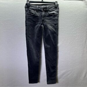 American Eagle Super Stretch Jegging Jeans Womens 00 Black Denim Stretch 2620